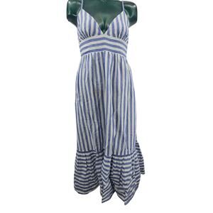 J. Crew Blue and White Striped Maxi Dress